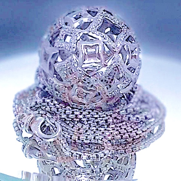 David Yurman Diamond Quatrefoil Ball Pendant Necklace - Picture 12 of 13